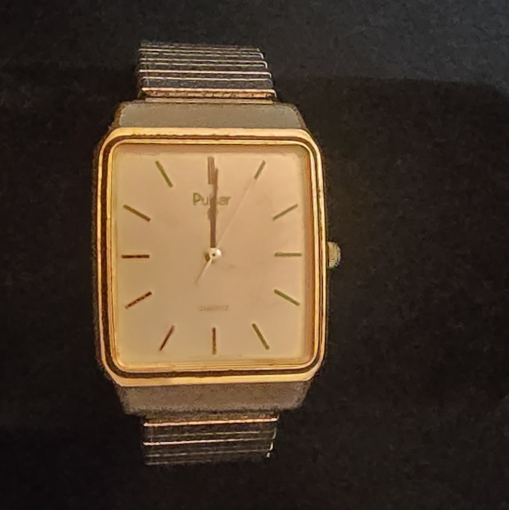 Pulsar Gold-Tone Rectangular Dress Watch